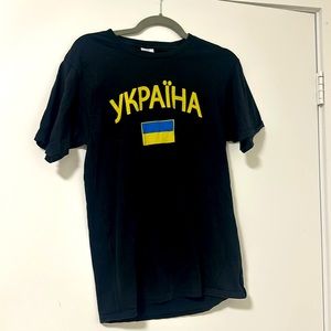 Ukraine tshirt with the Flag of Ukraine written in Cyrillic
